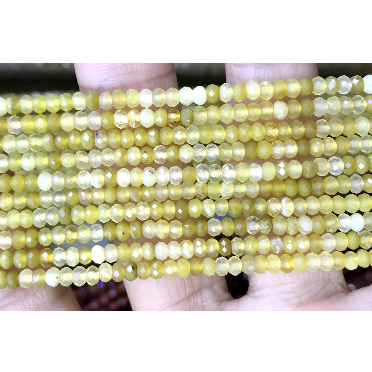 CRB25 Yellow Opal Beads Faceted Rondelle 2x3mm 15" Strand