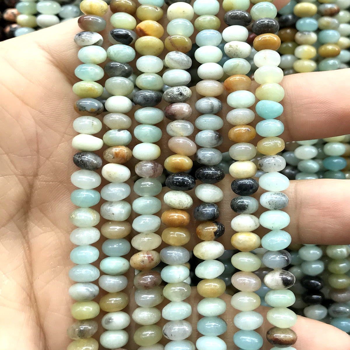 CRB250 Colorful Amazonite Beads Smooth Rondelle 4x6mm 15" Strand