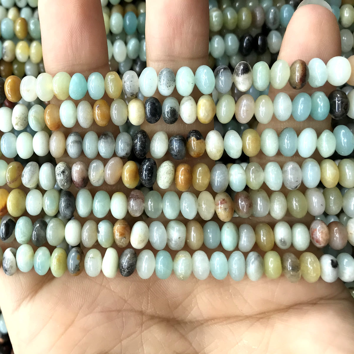 CRB250 Colorful Amazonite Beads Smooth Rondelle 4x6mm 15" Strand