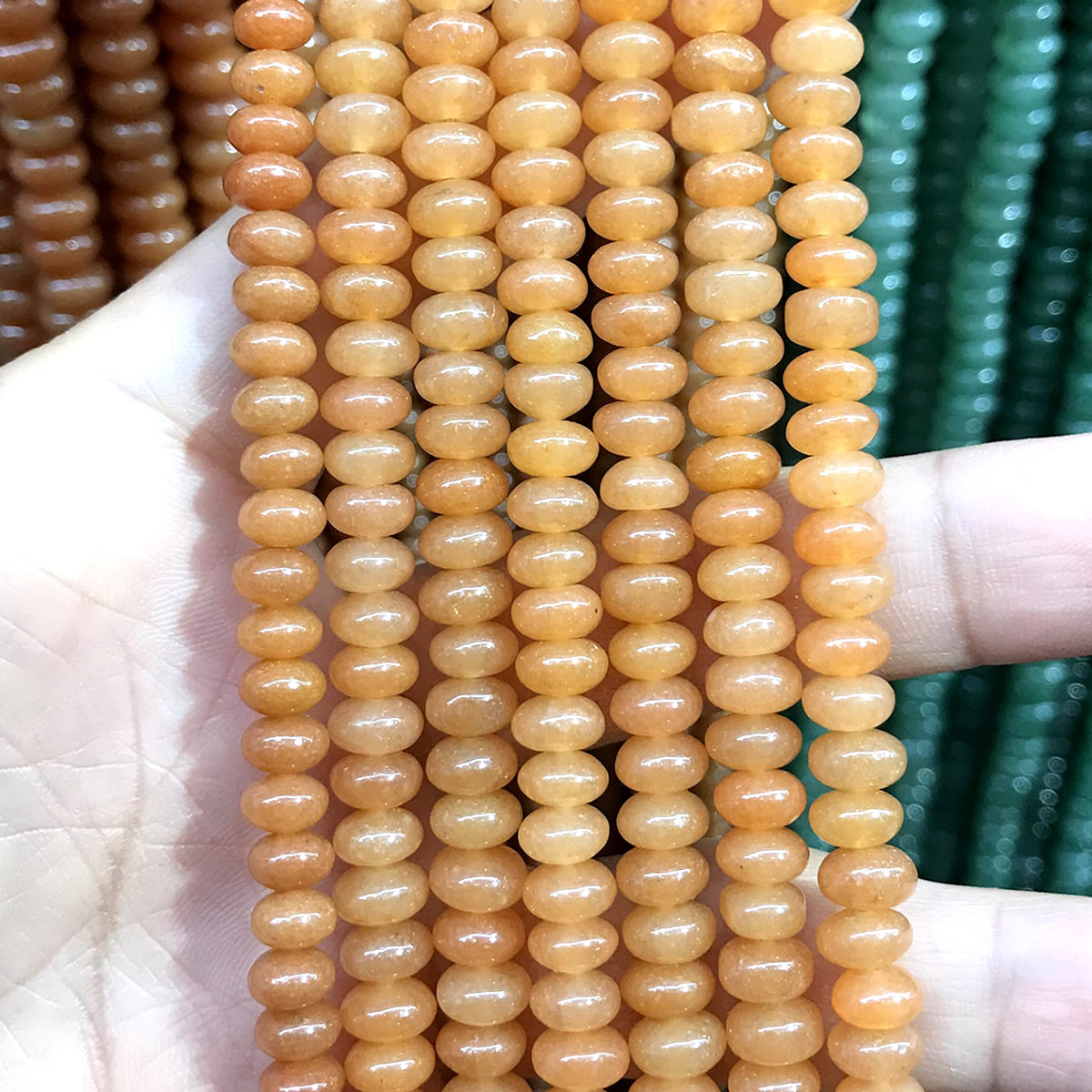 CRB252 Red Aventurine Jade Beads Smooth Rondelle 4x6mm 15" Strand