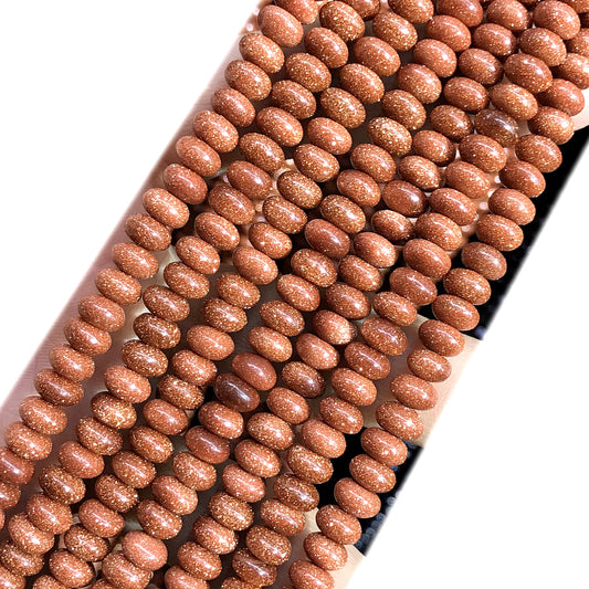 CRB253 Brown Goldstone Beads Smooth Rondelle 4x6mm 15" Strand