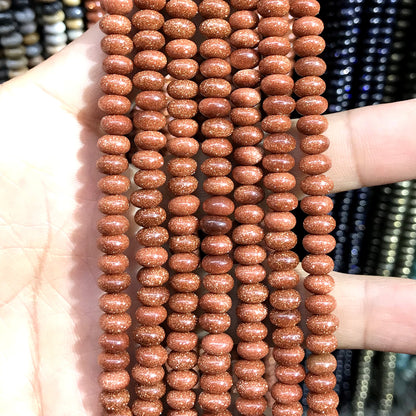 CRB253 Brown Goldstone Beads Smooth Rondelle 4x6mm 15" Strand