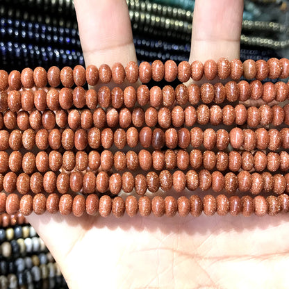 CRB253 Brown Goldstone Beads Smooth Rondelle 4x6mm 15" Strand