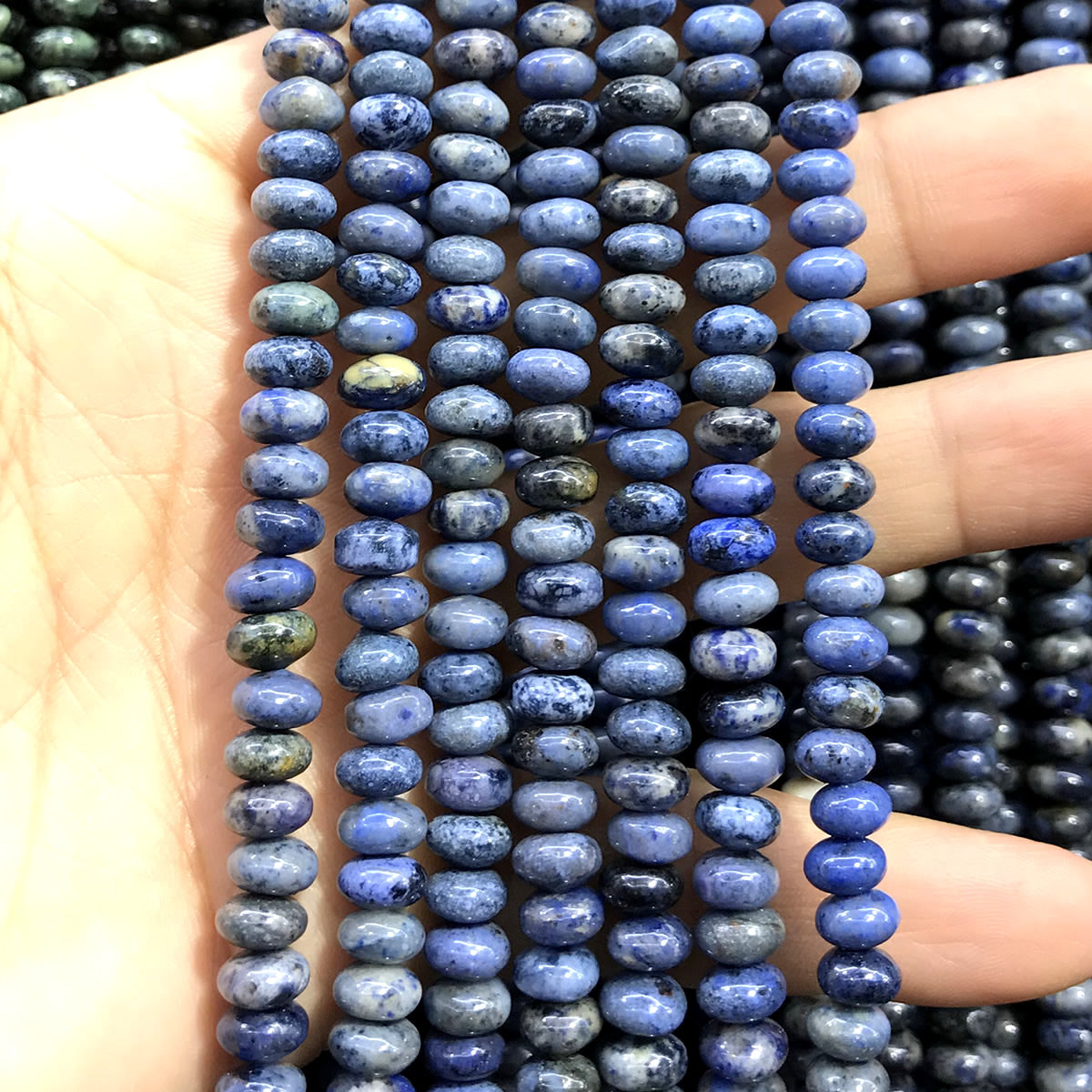 CRB255 Dumortierite Beads Smooth Rondelle 4x6mm 15" Strand