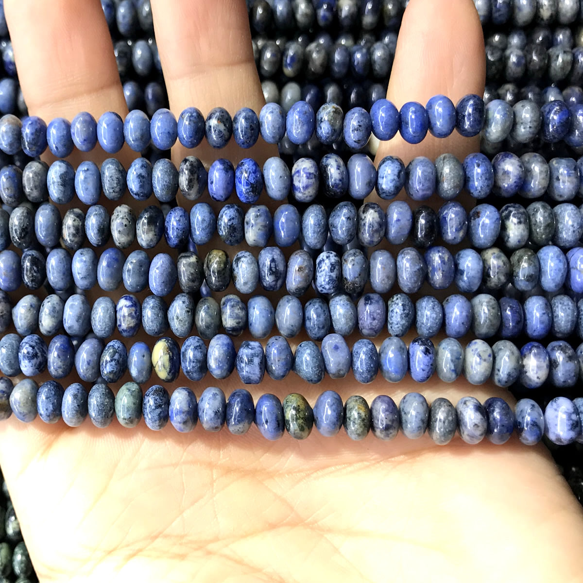 CRB255 Dumortierite Beads Smooth Rondelle 4x6mm 15" Strand