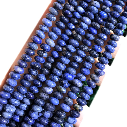 CRB256 Blue Dumortierite Beads Smooth Rondelle 4x6mm 15" Strand