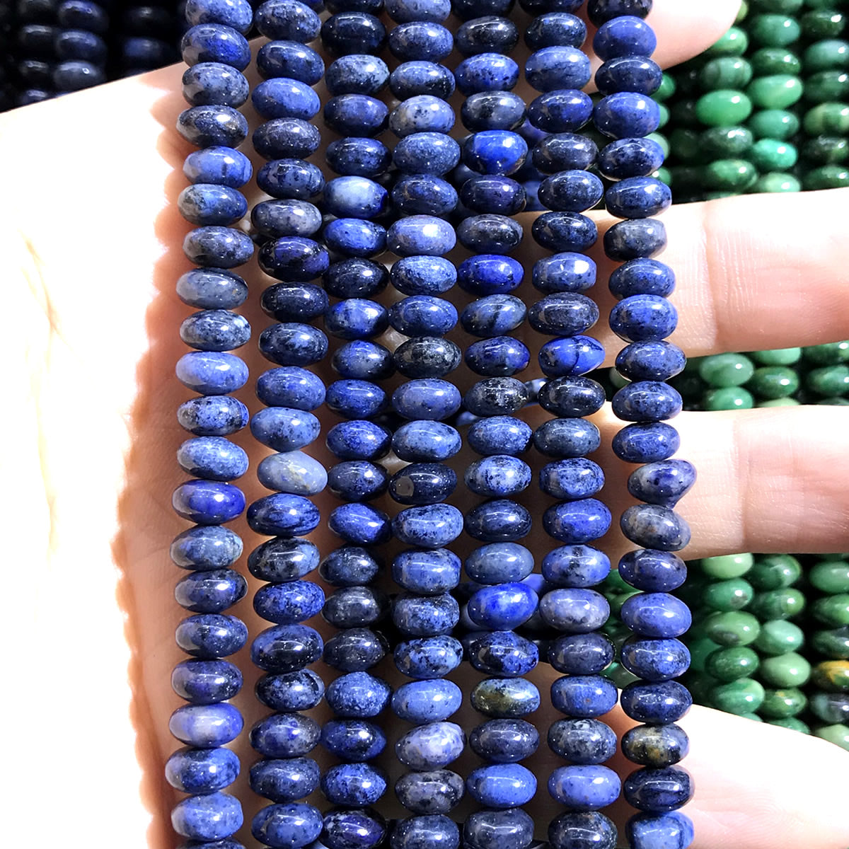 CRB256 Blue Dumortierite Beads Smooth Rondelle 4x6mm 15" Strand