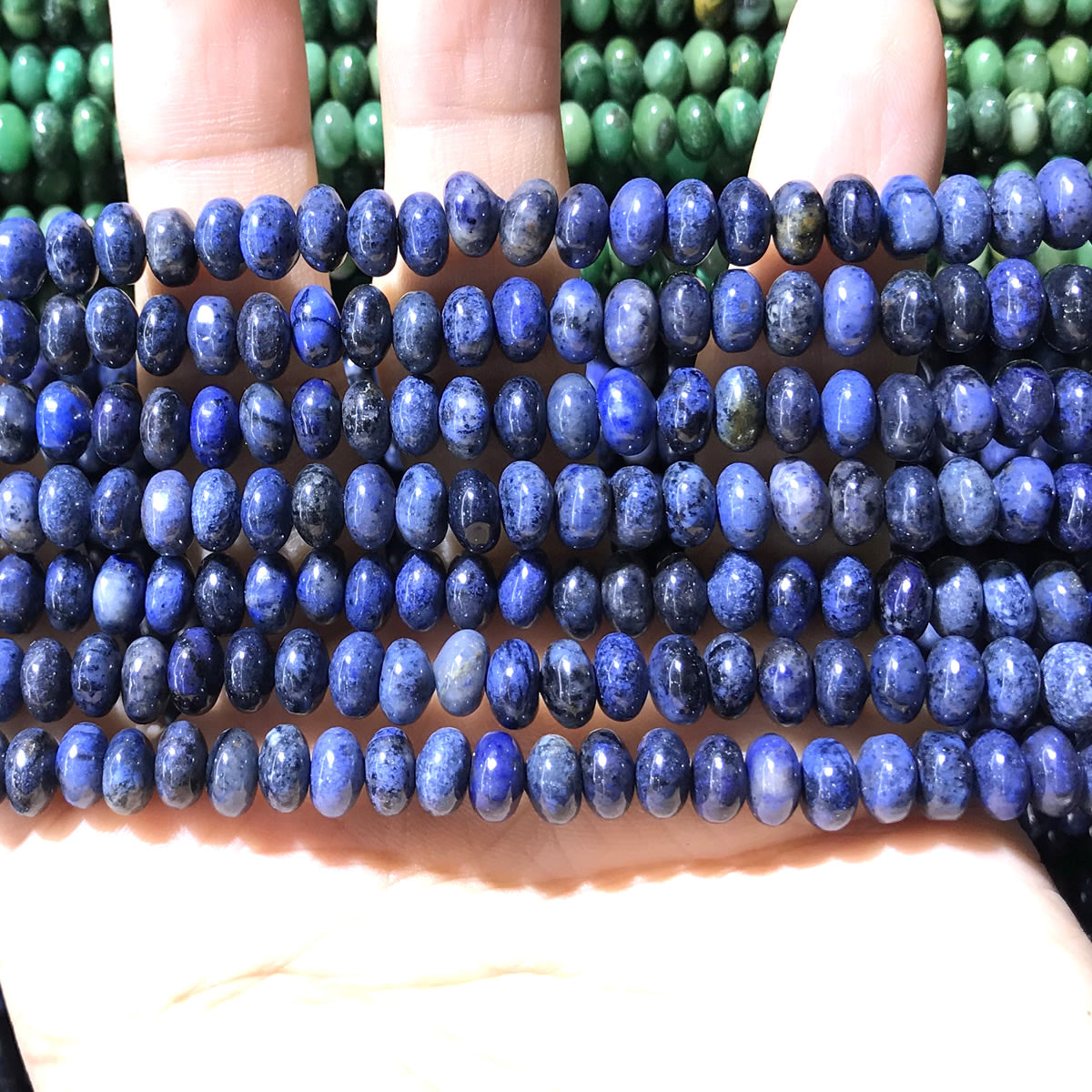 CRB256 Blue Dumortierite Beads Smooth Rondelle 4x6mm 15" Strand