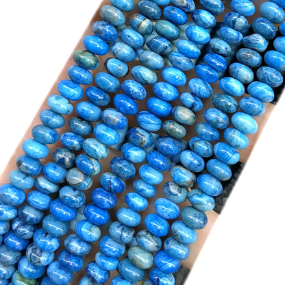 CRB257 Blue Crazy Lace Agate Beads Smooth Rondelle 4x6mm 15" Strand