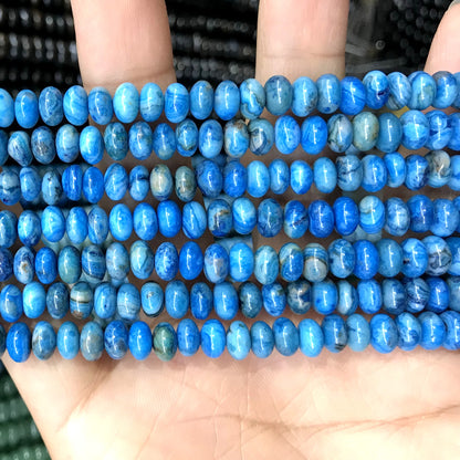 CRB257 Blue Crazy Lace Agate Beads Smooth Rondelle 4x6mm 15" Strand