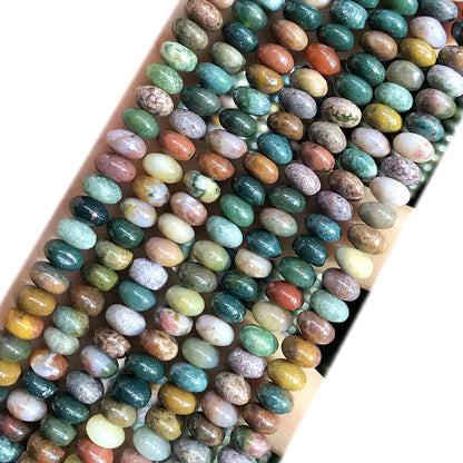 CRB259 Indian Agate Beads Smooth Rondelle 4x6mm 15" Strand