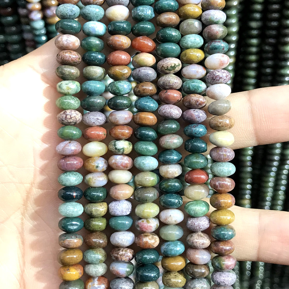 CRB259 Indian Agate Beads Smooth Rondelle 4x6mm 15" Strand