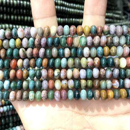 CRB259 Indian Agate Beads Smooth Rondelle 4x6mm 15" Strand