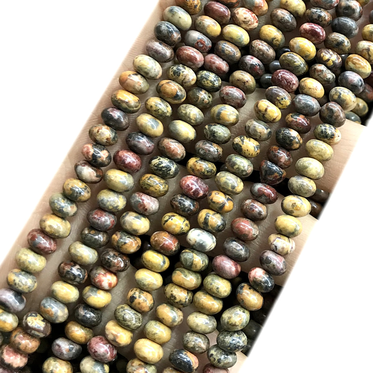 CRB265 Leopard Skin Jasper Beads Smooth Rondelle 4x6mm 15" Strand