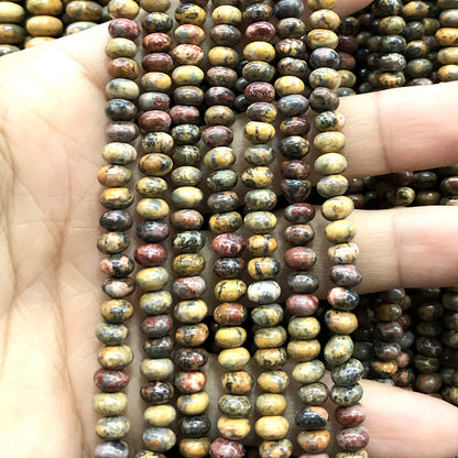 CRB265 Leopard Skin Jasper Beads Smooth Rondelle 4x6mm 15" Strand