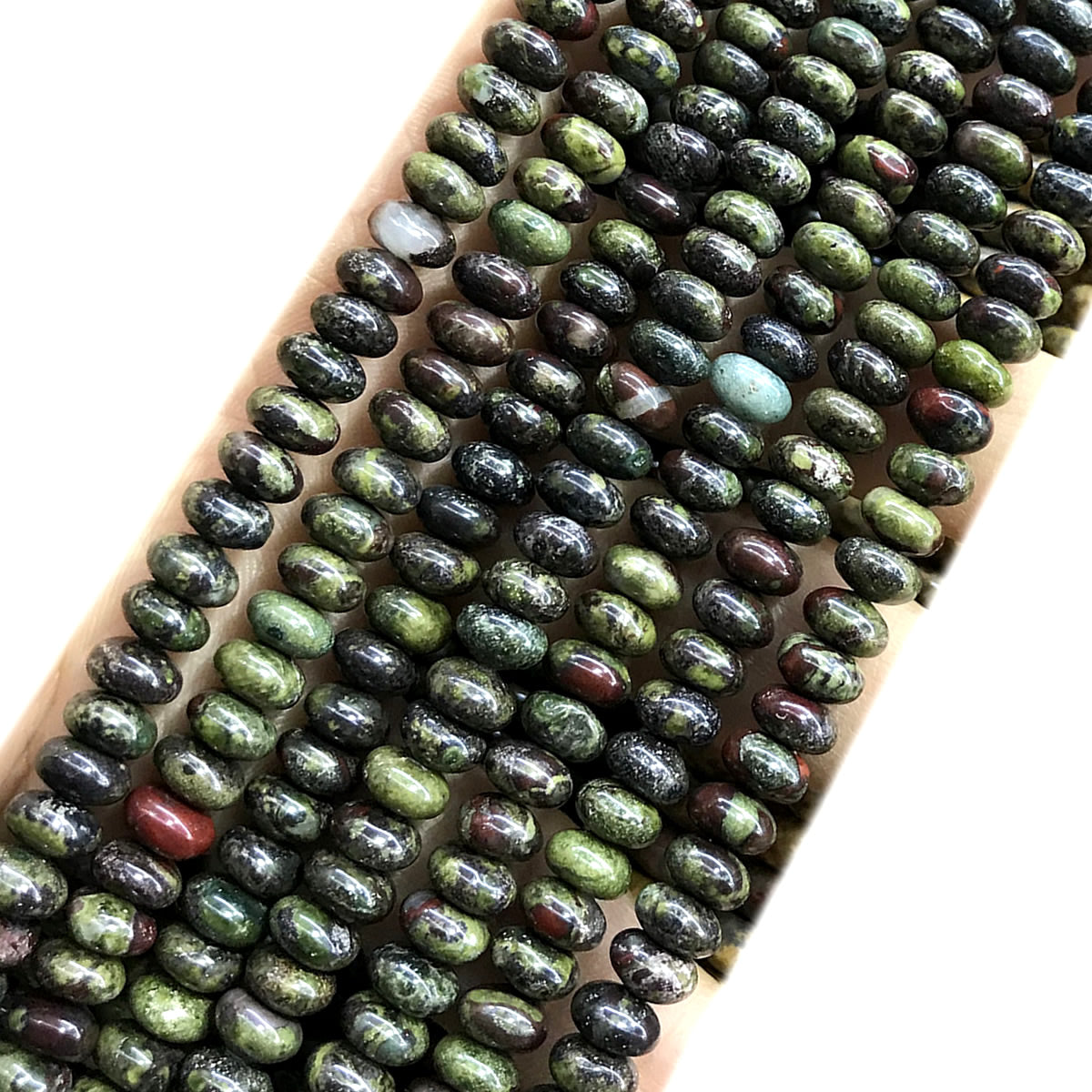 CRB266 Dragon Blood Jasper Beads Smooth Rondelle 4x6mm 15" Strand