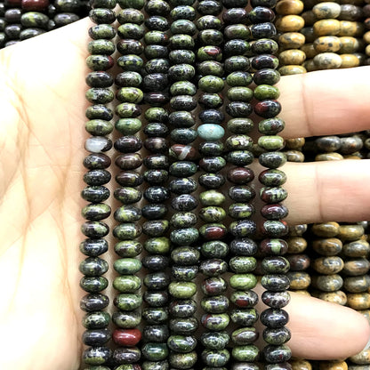 CRB266 Dragon Blood Jasper Beads Smooth Rondelle 4x6mm 15" Strand