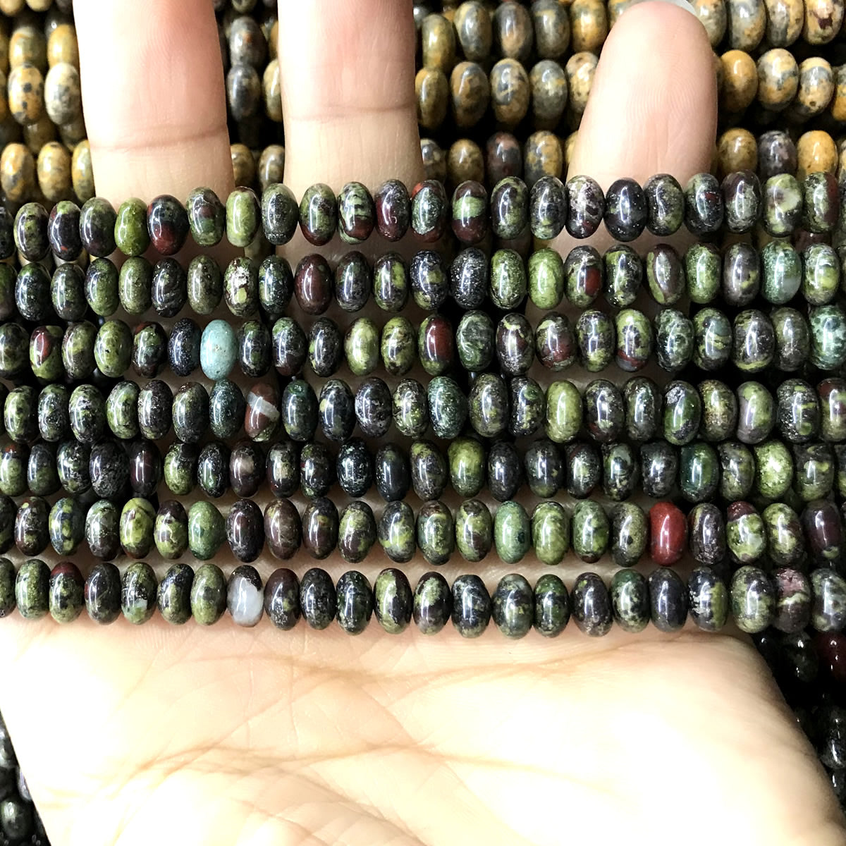 CRB266 Dragon Blood Jasper Beads Smooth Rondelle 4x6mm 15" Strand