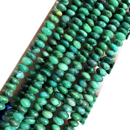 CRB268 Green Jasper Beads Smooth Rondelle 4x6mm 15" Strand