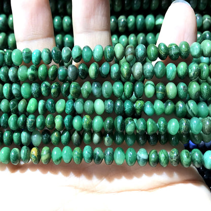 CRB268 Green Jasper Beads Smooth Rondelle 4x6mm 15" Strand