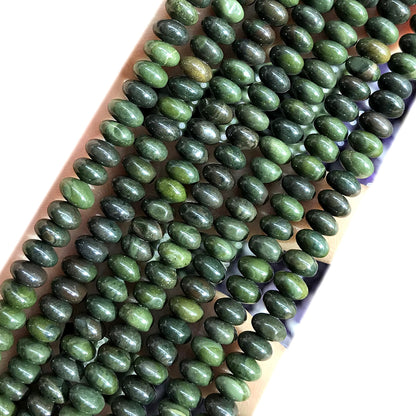 CRB269 Bronze Green Stone Beads Smooth Rondelle 4x6mm 15" Strand