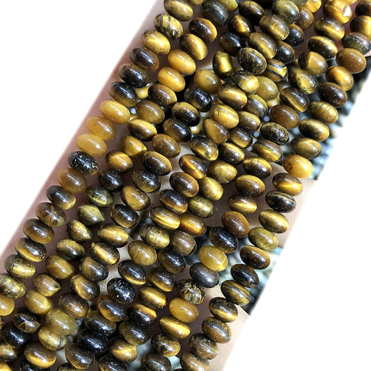 CRB270 Yellow Tiger Eye Beads Smooth Rondelle 4x6mm 15" Strand