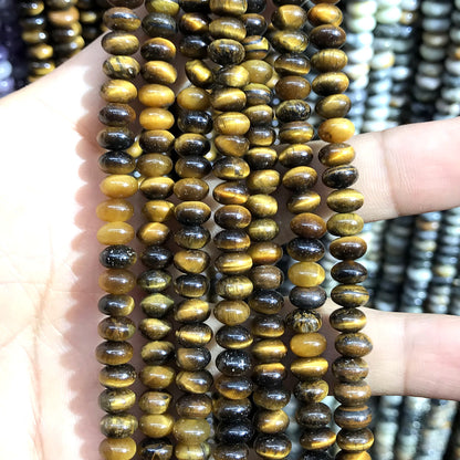 CRB270 Yellow Tiger Eye Beads Smooth Rondelle 4x6mm 15" Strand