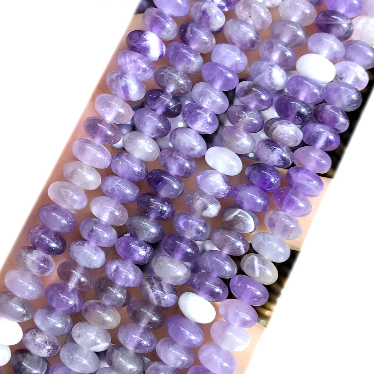 CRB273 Amethyst Gemstone Beads Smooth Rondelle 5x8mm 15" Strand