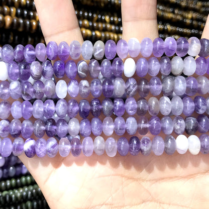 CRB273 Amethyst Gemstone Beads Smooth Rondelle 5x8mm 15" Strand