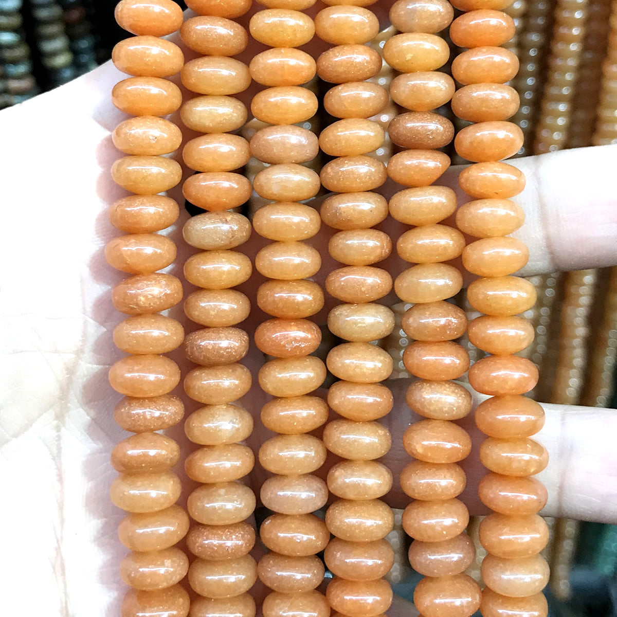 CRB274 Red Aventurine Jade Beads Smooth Rondelle 5x8mm 15" Strand