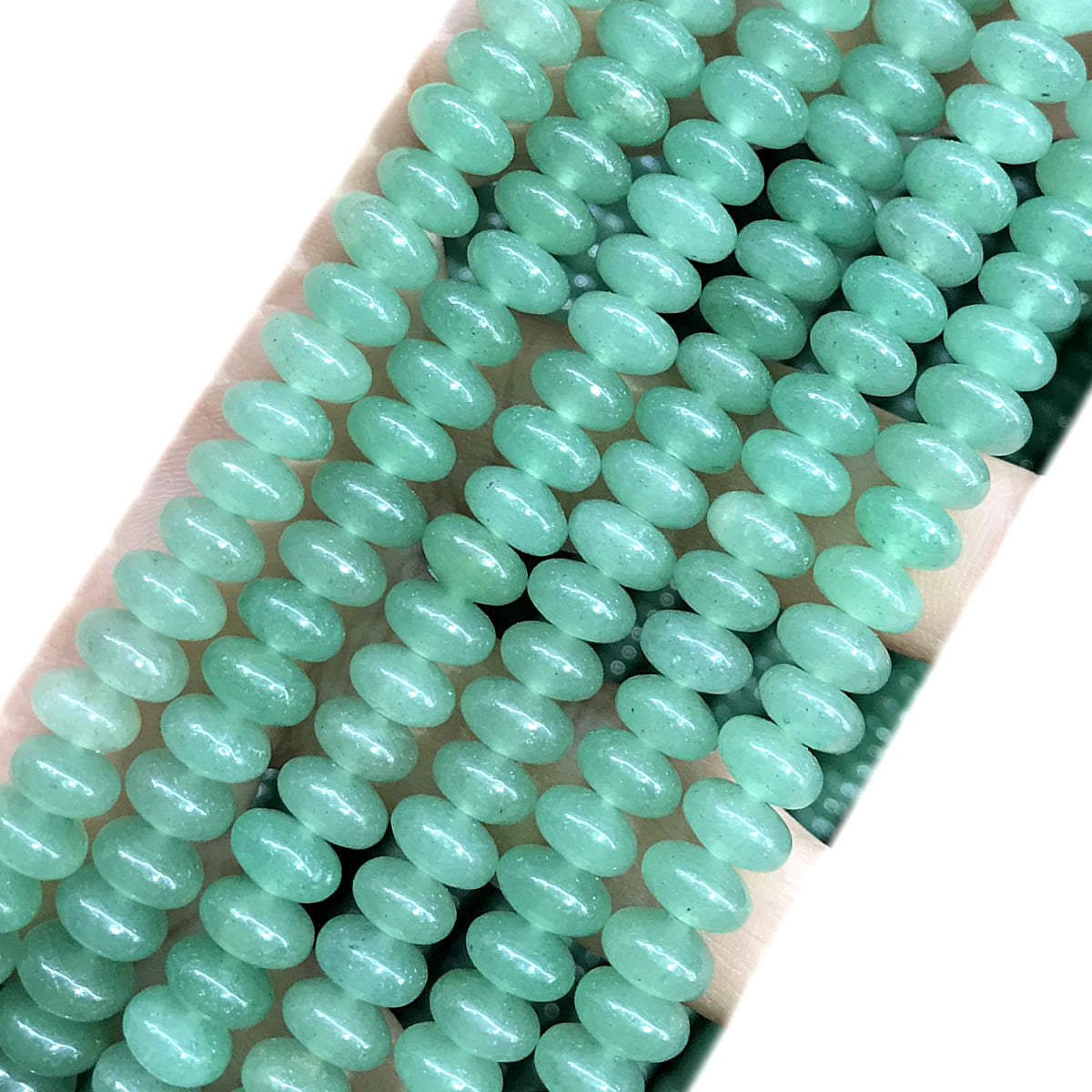 CRB275 Green Aventurine Jade Beads Smooth Rondelle 5x8mm 15" Strand