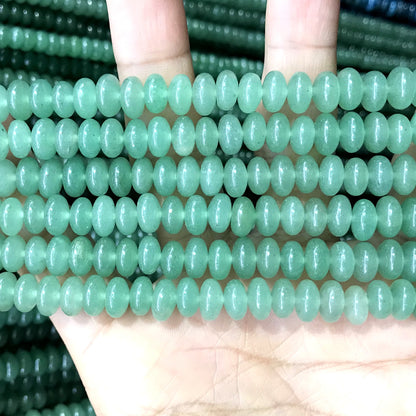 CRB275 Green Aventurine Jade Beads Smooth Rondelle 5x8mm 15" Strand