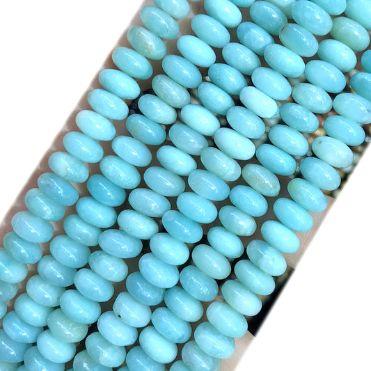 CRB276 Chinese Amazonite Beads Smooth Rondelle 5x8mm 15" Strand