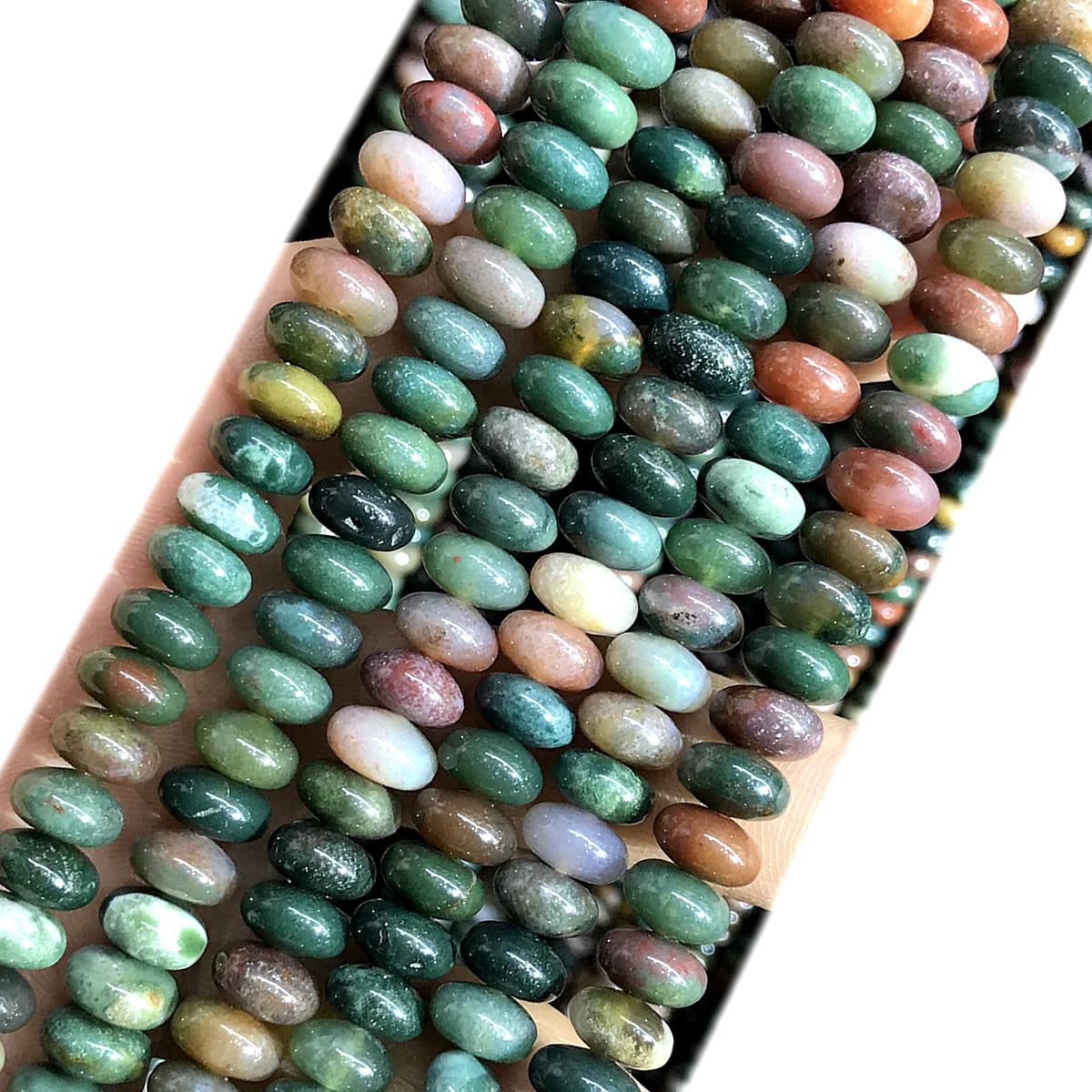 CRB279 Indian Agate Beads Smooth Rondelle 5x8mm 15" Strand