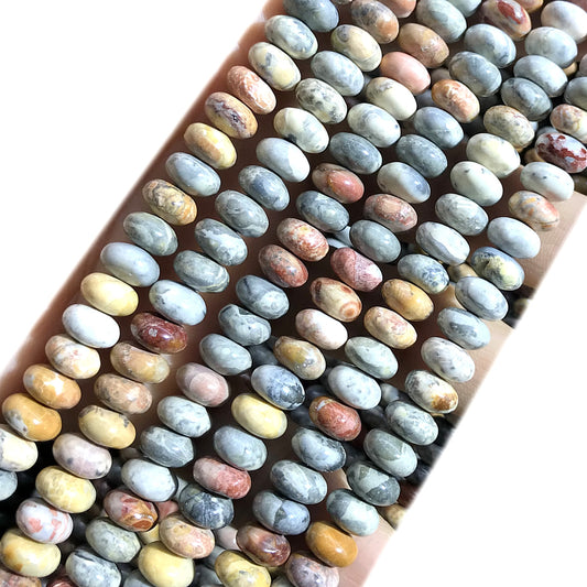 CRB282 Sky Eye Jasper Beads Smooth Rondelle 5x8mm 15" Strand