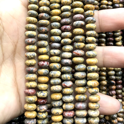 CRB283 Leopard Skin Jasper Beads Smooth Rondelle 5x8mm 15" Strand