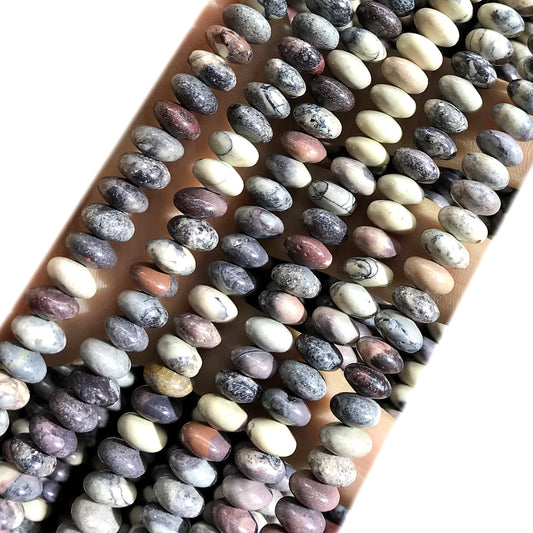 CRB284 Purple Striped Jasper Beads Smooth Rondelle 5x8mm 15" Strand