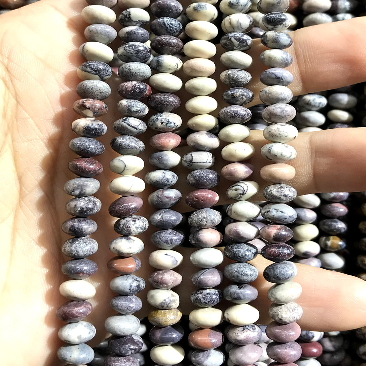 CRB284 Purple Striped Jasper Beads Smooth Rondelle 5x8mm 15" Strand