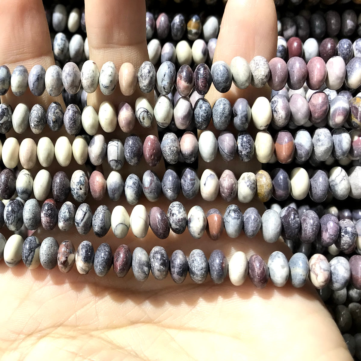 CRB284 Purple Striped Jasper Beads Smooth Rondelle 5x8mm 15" Strand