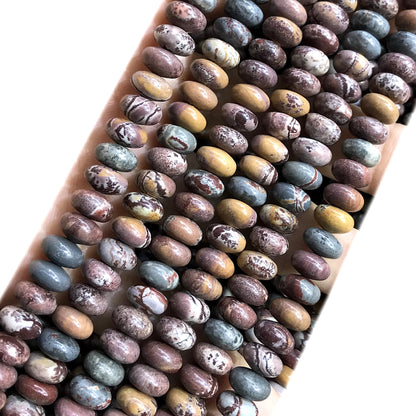 CRB285 Artistic Jasper Beads Smooth Rondelle 5x8mm 15" Strand