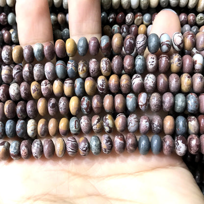 CRB285 Artistic Jasper Beads Smooth Rondelle 5x8mm 15" Strand