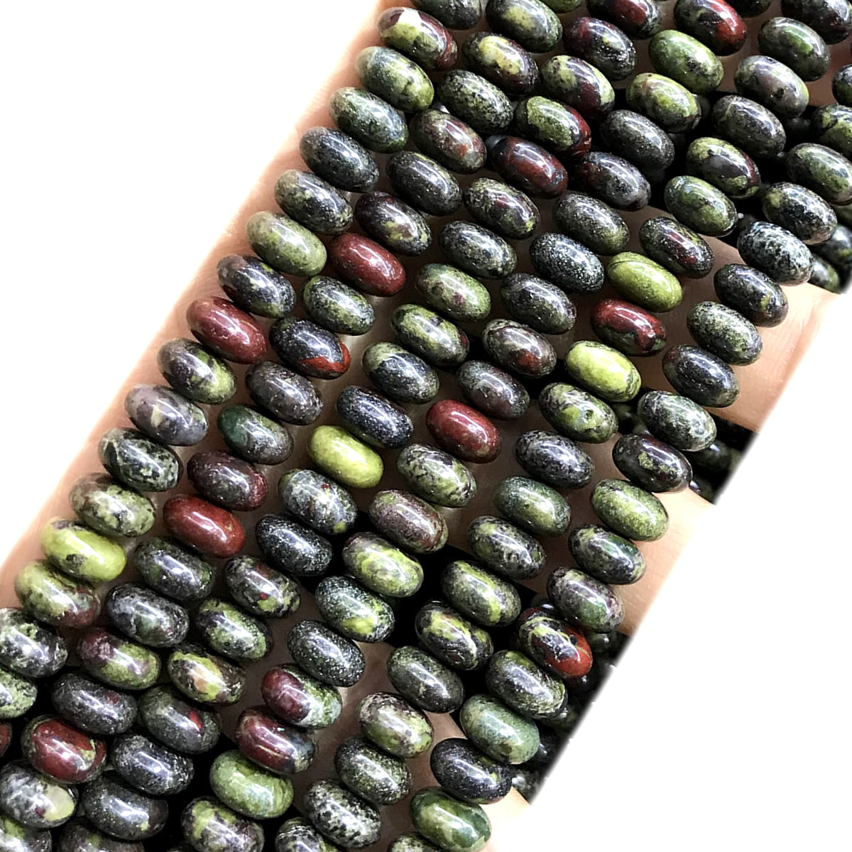 CRB287 Dragon Blood Jasper Beads Smooth Rondelle 5x8mm 15" Strand