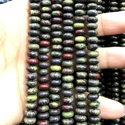 CRB287 Dragon Blood Jasper Beads Smooth Rondelle 5x8mm 15" Strand