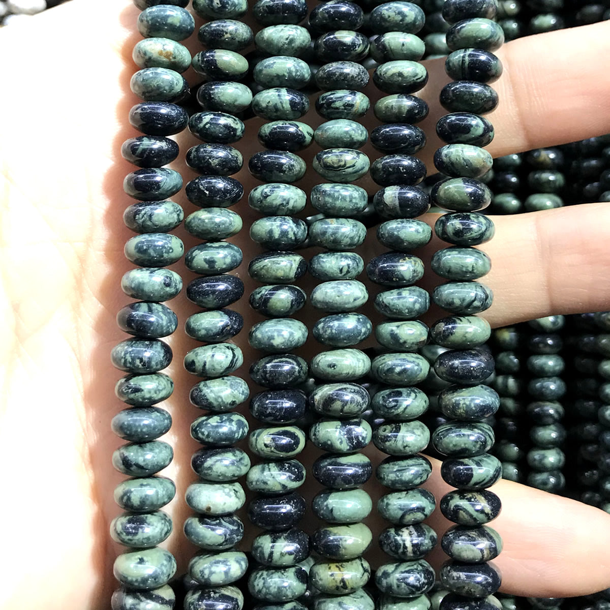 CRB288 Kambaba Jasper Beads Smooth Rondelle 5x8mm 15" Strand