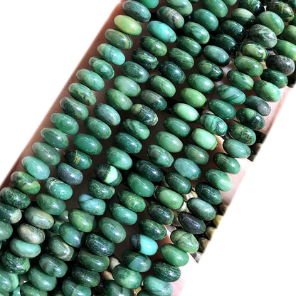 CRB289 Green Jasper Beads Smooth Rondelle 5x8mm 15" Strand