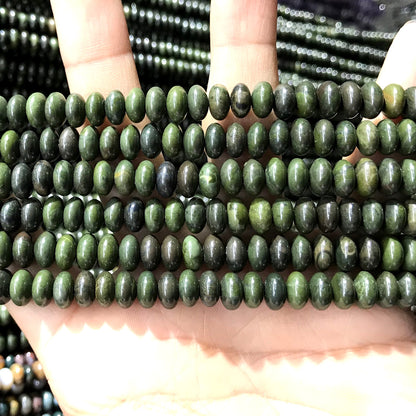 CRB290 Bronze Green Stone Beads Smooth Rondelle 5x8mm 15" Strand