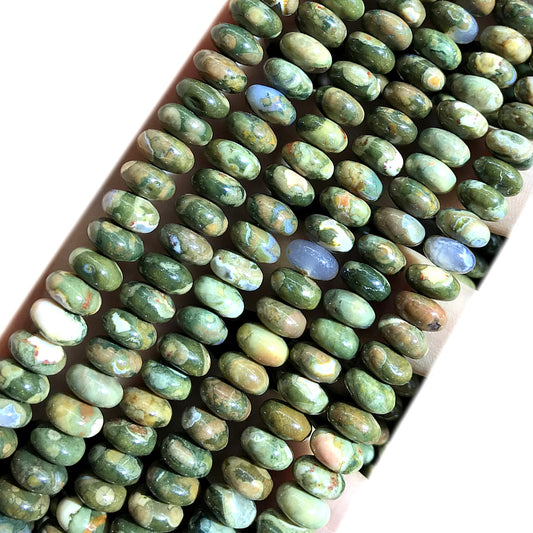 CRB291 Rhyolite Gemstone Beads Smooth Rondelle 5x8mm 15" Strand