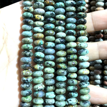 CRB292 African Turquoise Beads Smooth Rondelle 5x8mm 15" Strand