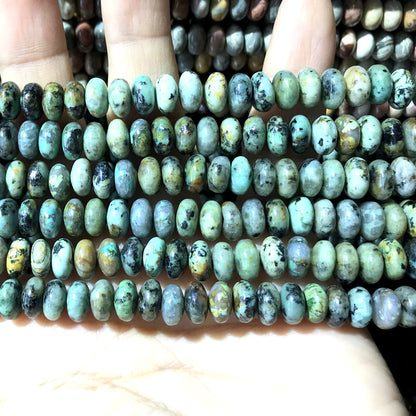 CRB292 African Turquoise Beads Smooth Rondelle 5x8mm 15" Strand