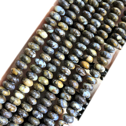 CRB293 Grey Opal Gemstone Beads Smooth Rondelle 5x8mm 15" Strand